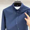 Outono 30 homens de meia-idade negócios viajante cor sólida lapela camisa de algodão de manga comprida primavera e outono versão fit