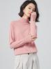 Suéter Pulóver 100% Lana Otoño e Invierno Moda Casual Cuello Alto para Mujer con Puños Exquisitos, Color Sólido, Capa Base Sencilla y Cálida