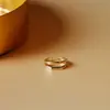 Anel Quadrado Aberto de Camada Dupla Simples Coreano para Mulheres Verão Tendência Estilo Cool Moda Personalidade Anel Atacado Banhado a Ouro