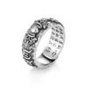 Anillo valiente para hombre plata de ley retro diamante mortero mantra de seis caracteres solo cauteloso Sutra Sutra de boca viva marea de hombre