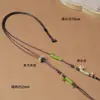 Collar de cordón de cuero encerado, cordón ajustable tejido a mano con colgante de jade, cordón de oro unisex, versátil