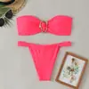 Estilo Novo Europeu e Americano Aliexpress Amazon Maiô de Duas Peças com Design Estiloso, Cor Sólida, Biquíni Simples, Costas Nuas, Moda Praia Transfronteiriça
