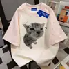 Camiseta de algodón puro de peso pesado, estilo callejero personalizado con estrella, manga corta, para hombre y mujer, verano, corte holgado, adelgazante, top de retazos para parejas, para ir al trabajo