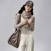 Conjunto de Yoga para Mujer de Nylon con Sensación de Piel, Chaqueta Cardigan Casual de Manga Larga con Cuello Alto y Múltiples Bolsillos, Pantalones Largos Casuales, Conjunto de Dos Piezas para Correr