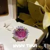 Joia Jardim de Rosas Rosa Rouge Pedra Preciosa de 8 Quilates Colar Vestido de Noite Haute Couture Brincos Flor Pitaya Rosa
