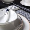 Vajilla de cerámica de Phnom Penh, juego de cuatro piezas de estilo chino para hotel, olla caliente, plato de hueso, tazón de alitas, cuchara para sopa, taza de té y platillo combinados