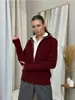 Cardigan Jaqueta Suéter Preguiçoso de Estilo Coreano Transfronteiriço de Alta Qualidade com Zíper para Mulheres Outono e Inverno Novo Top Tricotado Solto Macio Encerado