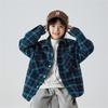 Roupas Infantis Haima 2025 Inverno Novo Estilo Versão Coreana para Meninos Camisa de Inverno Forrada com Lã Cardigã Xadrez Roupa Externa da Moda
