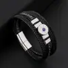 Pulseira Masculina de Lápis Lazúli Inlaid, Formato Irregular Novo, Versátil, Tecida à Mão, Aço Inoxidável, Fecho Magnético