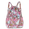Mochila com cordão estampada estilo pastoral retrô nova japonesa e coreana feminina simples leve para viagem casual
