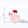 Paisagem em miniatura, pato fofo com chapéu de Natal brilhante, esfera de cristal para jardinagem, ornamentos decorativos, miniaturas de mesa