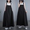 Primavera, Verano y Otoño 2024 Falda Larga Retro Suelta Slim Denim Falda de Tirantes Vestido Largo de Vuelo