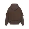 Ropa para Hombre Jia Yi Ku 2026 Estilo Páramo Sudadera con Capucha de Felpa Lavada con Escamas Falsas de Dos Piezas Estilo Callejero Americano Sudadera Desgastada