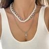 Collar de cuentas multicapa apiladas, estilo punk transfronterizo europeo y americano, dulce y moderno, collar de estrella simple, joyería de perlas de imitación