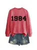 Amazon eBay sitio independiente casual simple cómodo mujer 1984 digital otoño e invierno nuevo cuello redondo manga larga sudadera