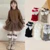 26 calcetines altos Lolita para niños y niñas, estilo ballet, moño lindo, calcetines blancos apilados, calentadores de piernas de otoño e invierno