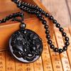 Colgante de obsidiana de imitación con diseño de dragón, marca Guan Gong, collar dominante para hombres, drenaje, pequeño regalo para amantes, collar al por mayor
