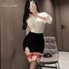 Técnico de boate Xianyi saia sexy de quadril uniforme de trabalho de secretária camisa âncora roupa de terno profissional feminino 527