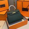 Kelly Bag Segunda Geração Mini Bolsa Bolsa Feminina 2024 Nova Moda Pequena Bolsa Quadrada Palma Impressão Couro Ombro Crossbody Bolsa