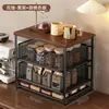 Estante de Almacenamiento para Cafetera de Escritorio Sala de Estar Barra de Agua Estante de Almacenamiento de Tazas Deslizables Bolsa de Té Organizador de Bolsas de Té y Snacks