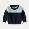 Suéter Infantil Atacado Outono e Inverno 2024 Roupas Infantis Novo Camisa de Base de Lã Infantil Moda Bebê Blusão Patchwork