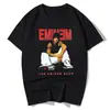 Camiseta Impresa del Rapero Eminem Moda Retro Casual Camiseta de Manga Corta con Cuello de Marinero para Mujer