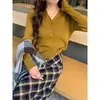 Camiseta básica de cuello en V para mujer, nuevo suéter de estilo francés, top de punto para primavera, prenda exterior de manga larga
