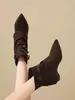 Botines de punta para mujer, nueva moda otoño 2026, hebilla de cinturón adelgazante, interior que aumenta la altura, botas vaqueras