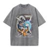 Camisetas de Manga Corta Sueltas de Moda para Hombre y Mujer Verano Sun Wukong Dragon Ball Dragon Ball Bidimensional Lavado al Agua para Dar un Aspecto Vintage