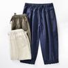 Stock Listo Pantalones de Pijama para Mujer 2026 Nuevo Verano Mezcla de Algodón y Lino Pantalones Cropped Elásticos Casuales Simples Talla Grande Ropa de Casa