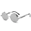 Gafas de sol retro para hombre con montura redonda, coloridas y con efecto vaporoso, estilo europeo y americano, con lentes metálicas, reflectantes, estilo punk, con bisagras de resorte