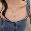 Collar de plata estilo chino nuevo con lazo anudado para mujer, cadena para clavícula de lujo ligero niche para chicas, regalo