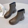 Botas Slim de Estilo Francés para Mujer 2025 Nuevo Diseño Adelgazantes Primavera y Otoño Botas Individuales con Elegante Tacón Grueso Botas Martin
