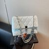 Bolsa de Corrente com Strass para Mulheres 2025 Nova Moda de Nicho Design Casual Grande Capacidade Bolsa de Ombro Único Transversal Bolsa Quadrada Pequena