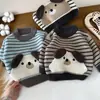 Suéter Infantil Outono e Inverno Novo Camiseta Básica Cartoon Infantil Top Quente para Bebê Suéter de Tricô Listrado Espesso para Bebê