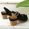 Sandalias de Tacón Alto Huecas con Flor Versátil de Temperamento 2026 Verano Nueva Moda Casual Talla Grande Sandalias con Correa de Hebilla de Tacón Grueso