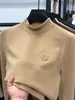 Camiseta Básica Meia-Gola Zhen De Rong para Homens, Nova Camiseta Térmica de Manga Longa com Lado Duplo Escovado para Outono/Inverno