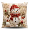 Funda de Almohada Navideña Impresa en 3D Set de 4 Piezas con Cascabeles, Papá Noel, Ángel, Muñeco de Nieve, Funda para Cojín de Sofá, Venta al por Mayor para Fiestas