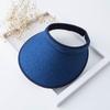 Chapéu de Palha Transfronteiriço com Top Aberto, Chapéu de Sol, Chapéu de Verão para Mulheres, Cobertura Facial, Versátil, Chapéu de Praia de Aba Larga, Chapéu de Sol para Uso Externo