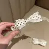Puntos Blancos de EncajeEstilo delicado clip de plátano con lazo de lunares para coletas dobles, un hermoso clip de plátano
