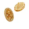Nuevos Pendientes Huecos Plegados con Forma de Flor Ovalada de Estilo Vintage con Diamantes, Moda Exquisita Francesa, Lujo Ligero y Sensación de Alta Gama