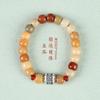 Rosario de semillas de Bodhi con pátina natural, con cuentas vintage con patrón de la suerte Xizang, mantra de seis sílabas, una pulsera artística Dai