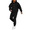 Conjunto Retro de Dos Piezas para Hombre con Estampado de Letras Transfronterizo Europeo y Americano, Sudadera de Manga Larga y Pantalones Deportivos para Correr en Otoño e Invierno