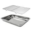 Bandeja para Brochetas BBQ Plato de Acero Inoxidable 304 con Rejilla Bandeja Comercial Bandeja de Drenaje Bandeja Filtro de Aceite Bandeja para Brochetas Fritas