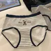 Ropa Interior de Algodón Puro Estilo Deportivo Retro Oso Británico para Mujer, Cintura Media Estampado de Dibujos Animados Lindo 10A Entrepierna Antibacteriana
