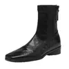 Botas Martin femininas com textura de couro, nova coleção outono/inverno 2026, cabedal macio, bico quadrado elegante, sola macia, confortáveis, de ajuste justo e elásticas