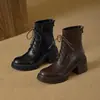 Versión de piel~ Botas estilo Martin de suela gruesa para mujer, estilo británico, nuevo modelo 2026, de tacón alto, botines muy estilosos con tacones gruesos, botas que estilizan