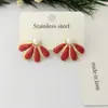 Brincos de Flor com Gotejamento de Óleo de Pérola Branca Vendidos Quentes Transfronteiriços, Brincos de Luxo de Alta Qualidade, Brincos Doces Estilo Francês