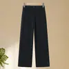 Pantalones de maternidad forrados de polar y engrosados, pantalones cálidos con cintura elástica, diseño de pierna recta, talla grande, adecuados para mujeres de mediana edad y ancianas, pantalones largos casuales para primavera y otoño