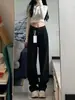 Jeans de Lã Forrado de Cintura Alta em Formato de Pera para Mulheres Inverno Novo Tamanho Grande Emagrecedor Solto Retro Pantalona de Perna Larga